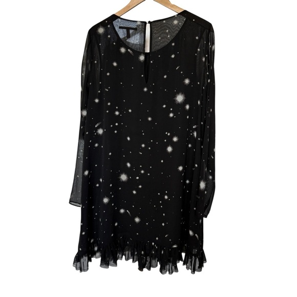 Victoria's Secret XL Black Starry Sheer Chiffon Long Sleeve Dress Party Cocktail - Picture 7 of 11
